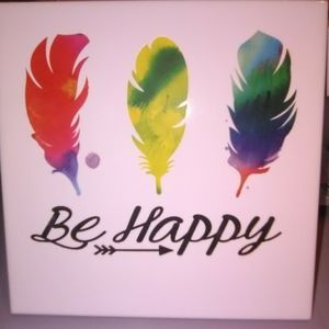Colorful Feather Ceramic Art Tile